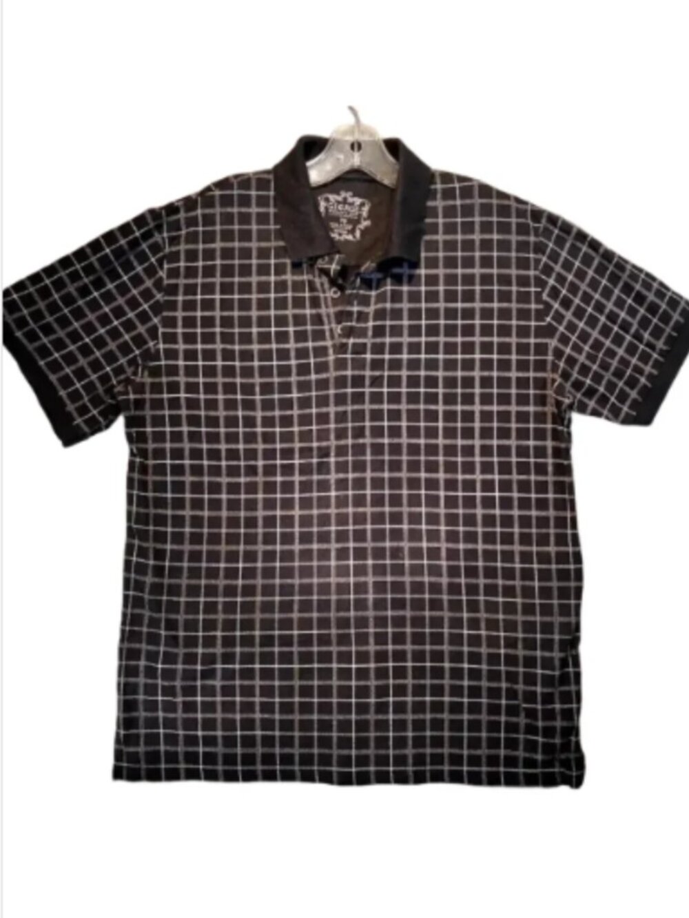 George Men's Black Plaid Polo Shirt